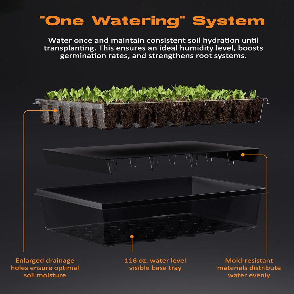 60-Cell Self-Watering Seed Starter Tray with Grow Light, Seed Starter Kit with 4