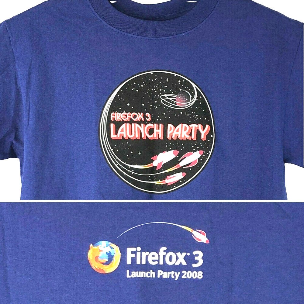 Firefox 3 Launch Party 2008 Mens T-Shirt size Medium Obsolete Internet Browser