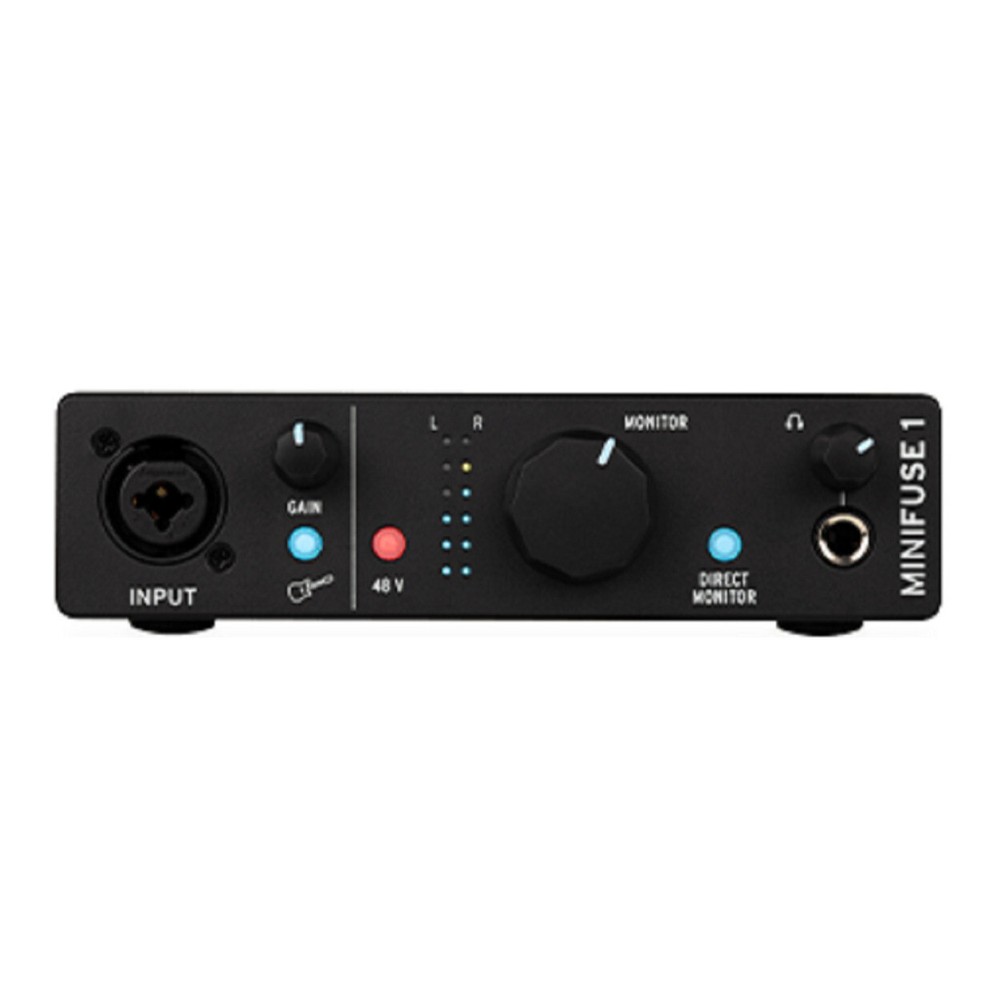 Arturia MiniFuse 1 USB C Black Audio Interface with Headphones and Cable Bundle