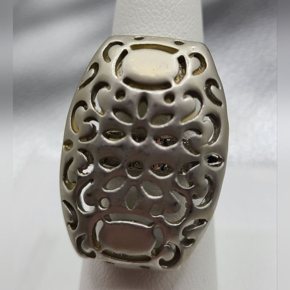Brushed Silver Tone Pendant and Ring J1-3
