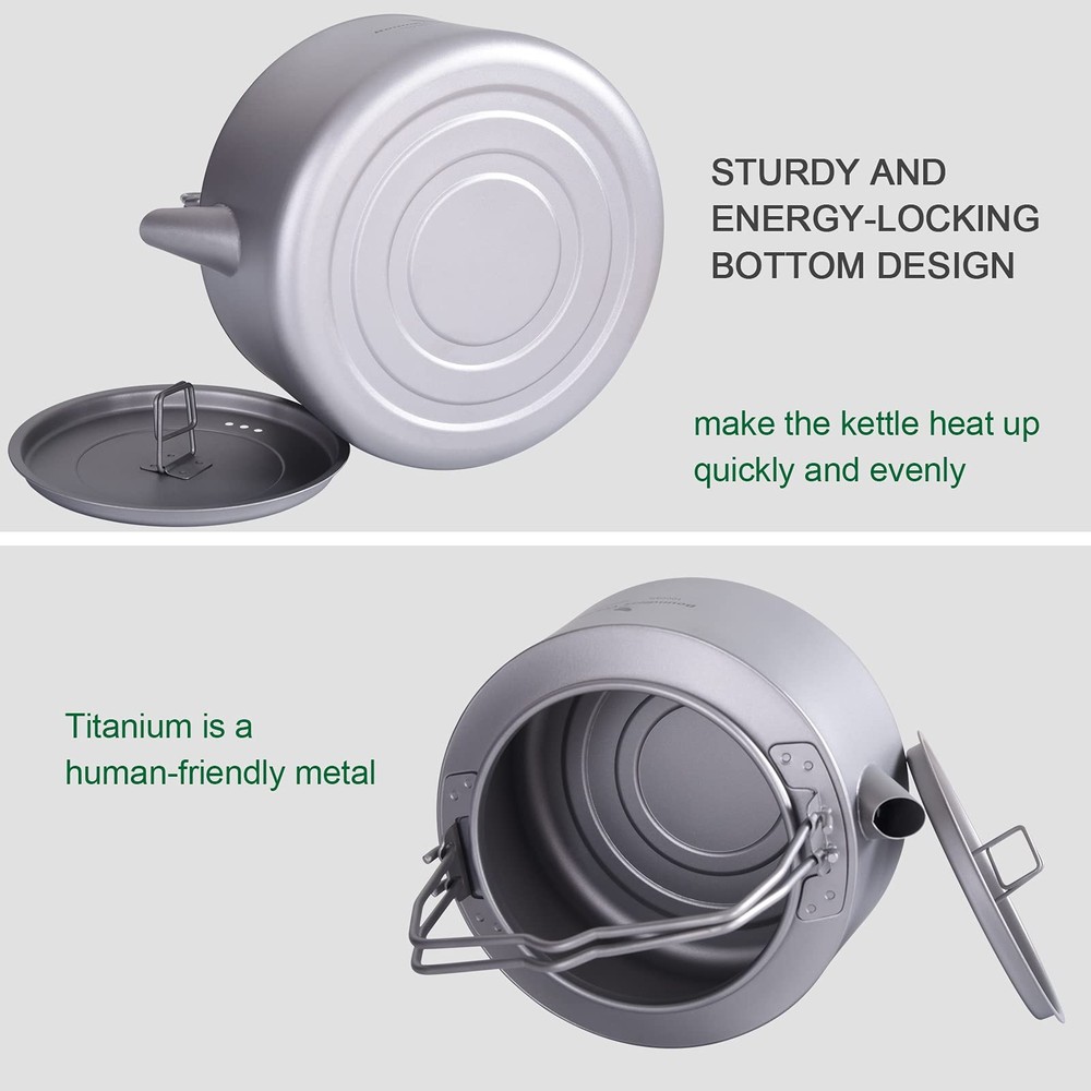 Boundless Voyage Titanium Kettle with Folding Handle & Filter Ultralight Teap...