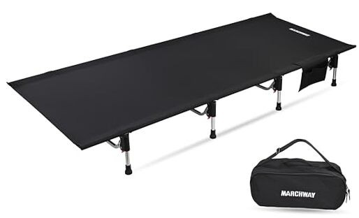 Lightweight Folding Tent Camping Cot Bed with Lever Lock, Easy Setup Black