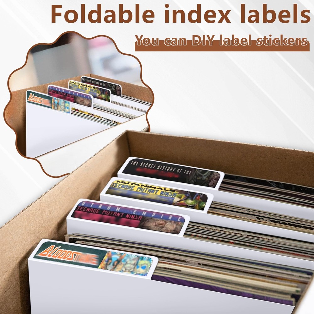Comic Dividers 25 Pack, Cardboard Tabs, White, Comic Box Organizer