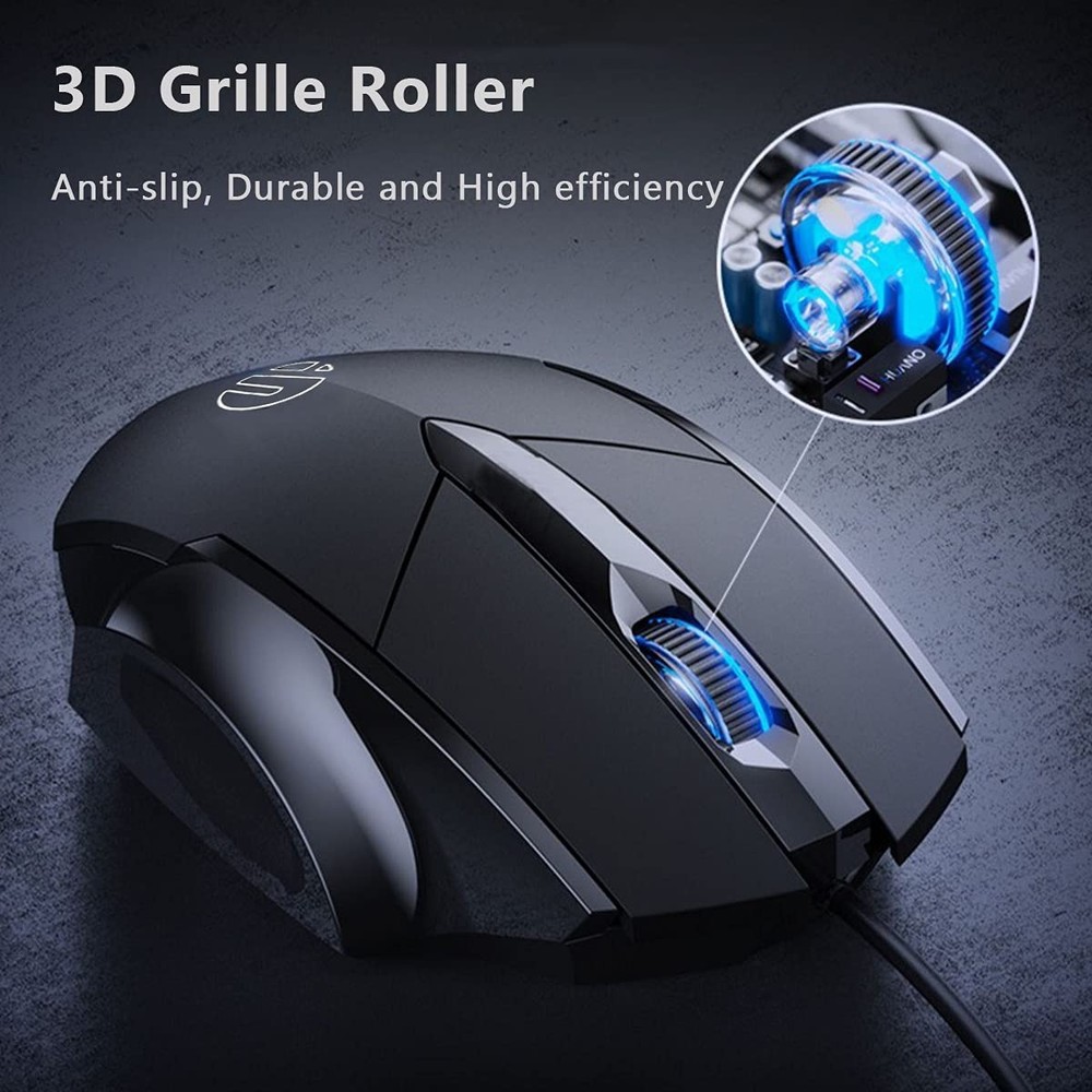 Censprin USB Computer Mouse Wired, Silent Click Corded Mouse 3-Button Wired Opti