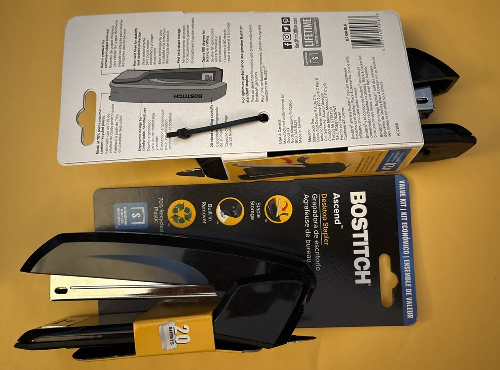 2- `Ascend 3in1 Stapler 20 Sheet Bostitch Integrated Remover & Staple Storage