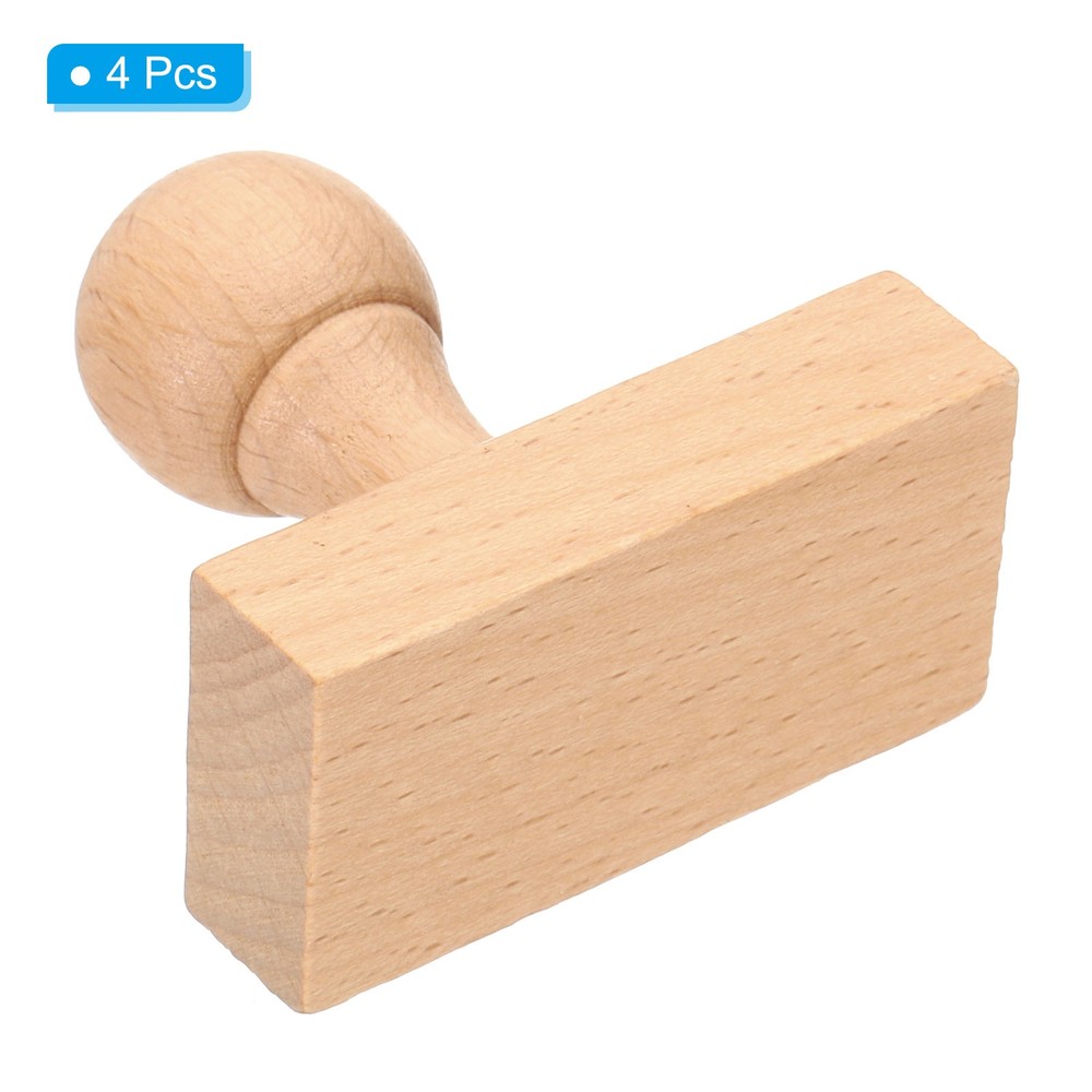 60mm Stamp Wood Square Handle, 4pcs Wooden Knobs Stamp Mounts Drawer Pulls