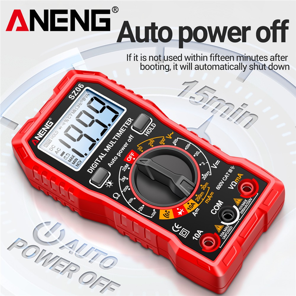 Digital Multimeter Voltmeter AC DC Volt Meter Ohmmeter Auto Range Tester Red