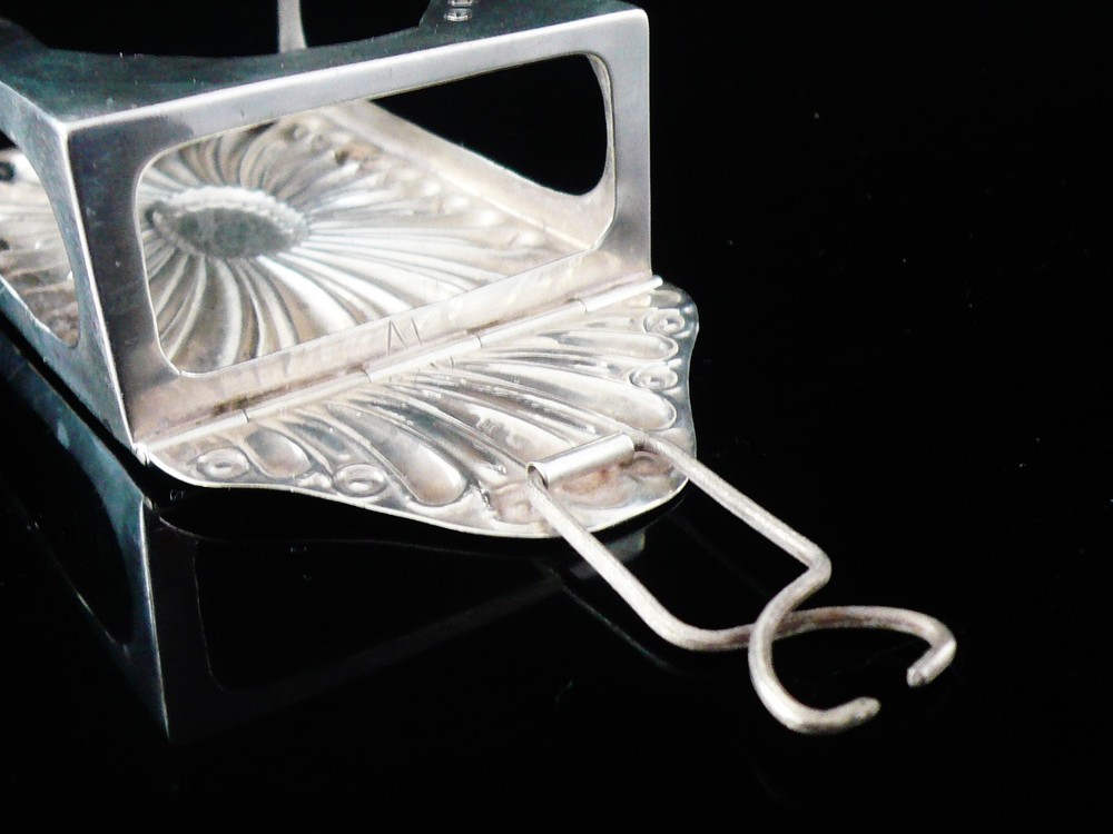 Unusual Sterling Silver Matchbox Holder Wall Mountable & Base Spring Loaded 1896