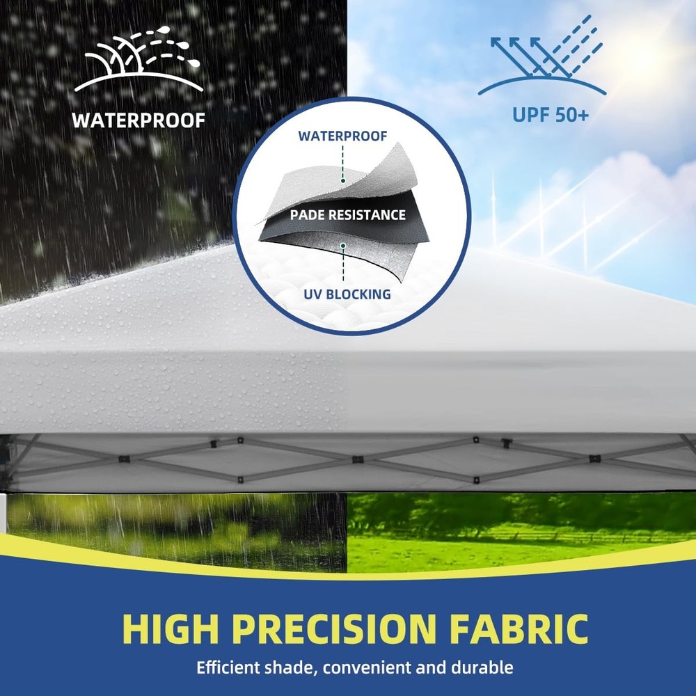 10x10 Durable Pop up Canopy Tent with Roller Bag，White