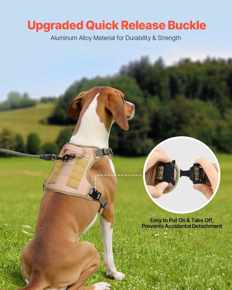 Tactical Dog Harness No Pull Reflective Military Pet Vest Adjustable for Large D