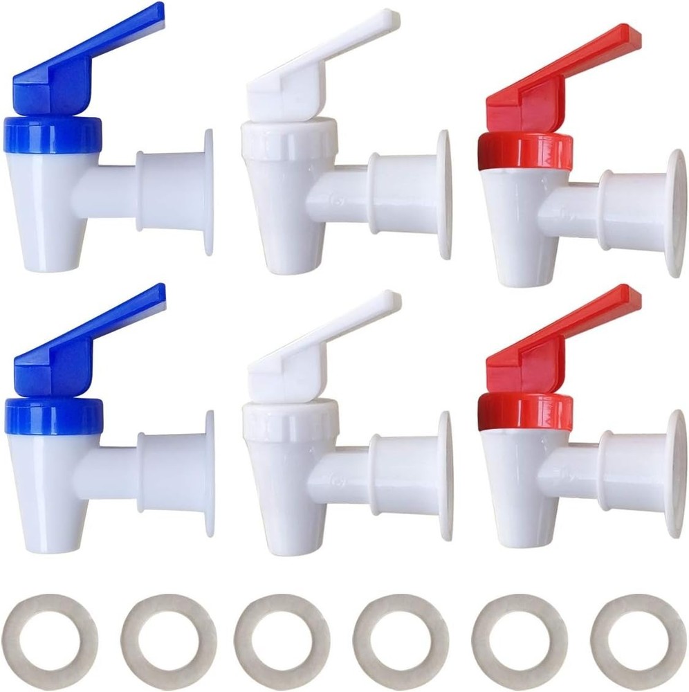 Replacement Cooler Faucet - 2 White and 2 Red and 2 Blue Water Dispenser Tap Set