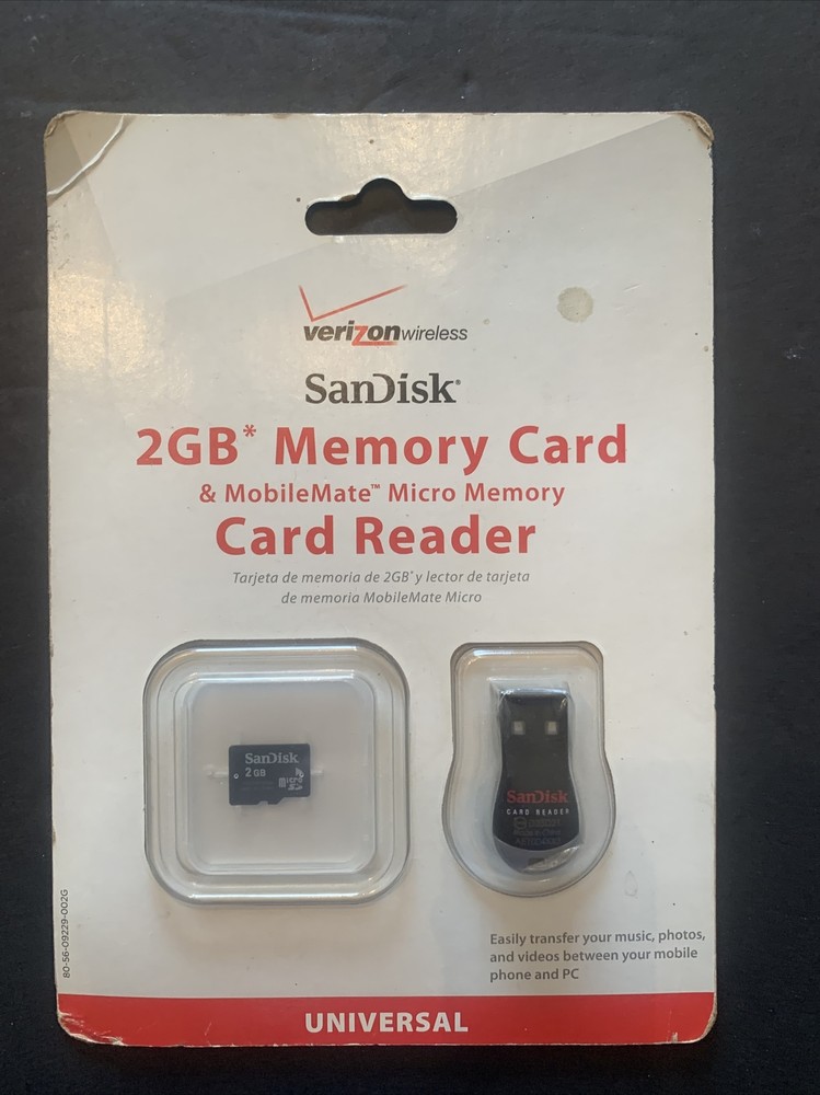 Verizon SanDisk 2GB Memory Card & MobileMate Micro Memory Card Reader 