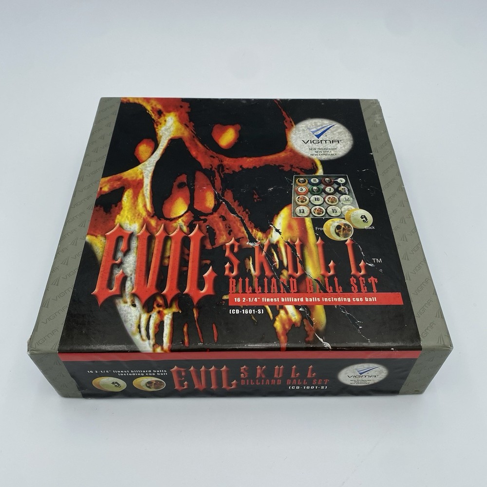 Vigma Evil Skulls Billiard Balls - Rare - Pool Ball Set Complete With Box