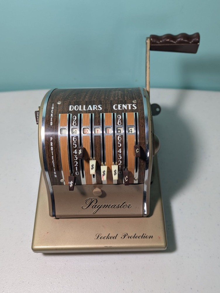 Paymaster Check Writer Machine Series S-1000 With Key Vintage