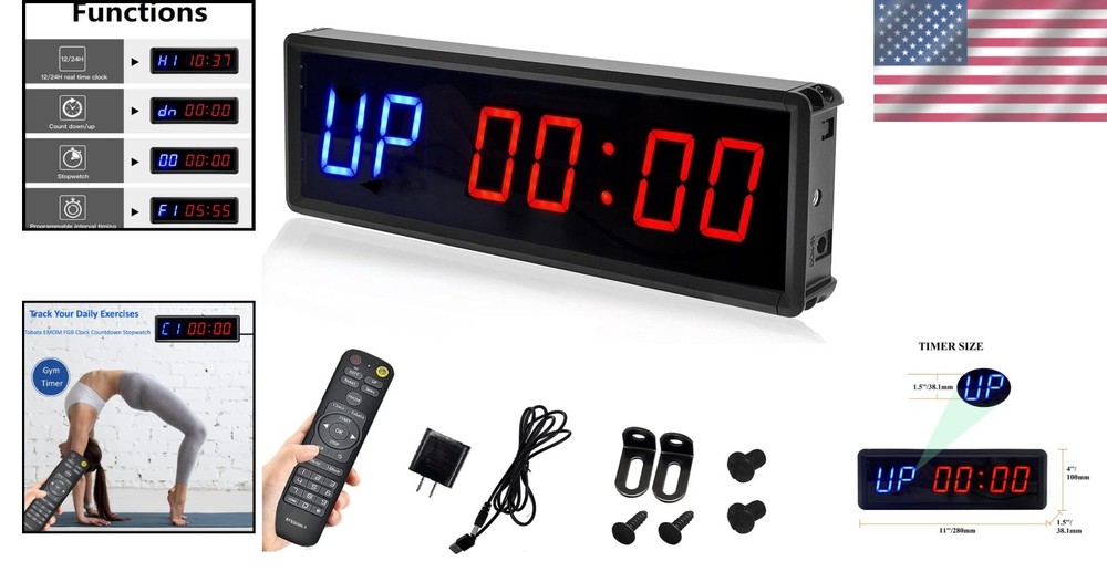 1.5" LED Gym Interval Timer Remote Control Stopwatch