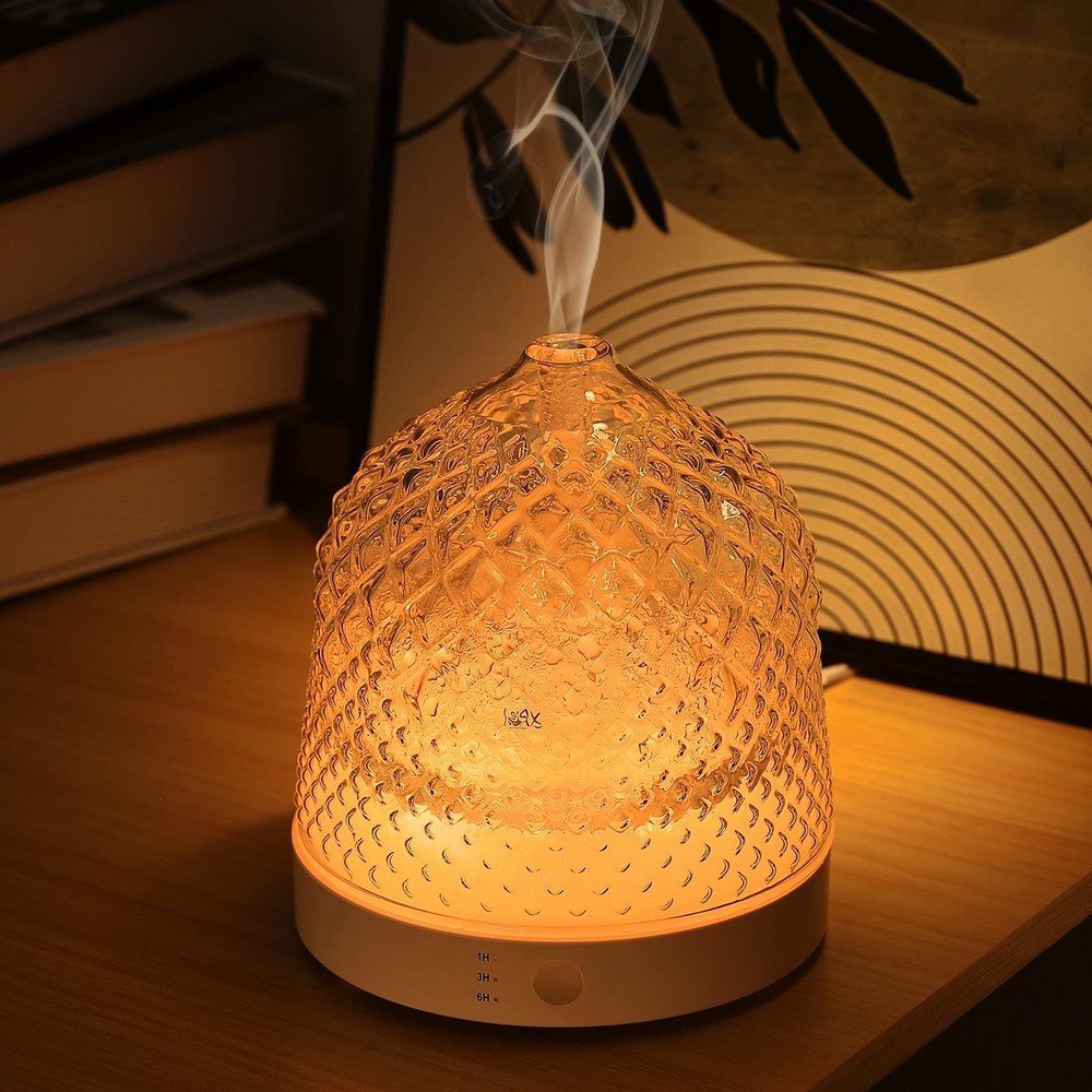 Glass Essential Oil Diffuser, 200ml Ultrasonic Aroma Diffusers with Glass Res...