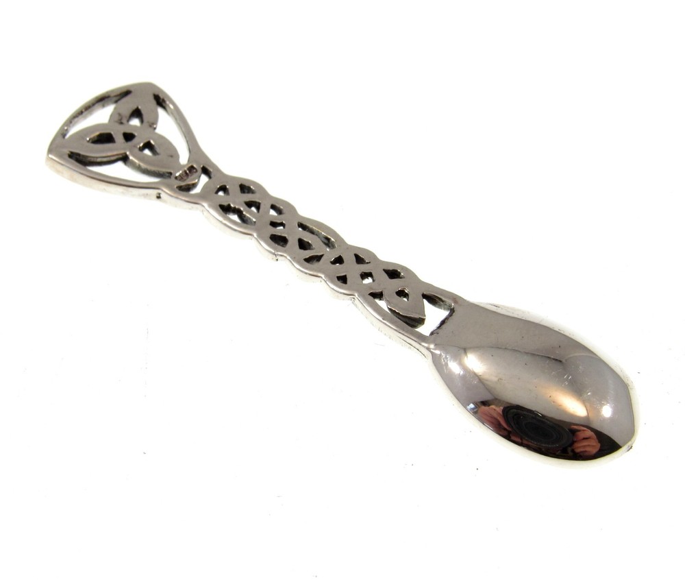 Handcrafted Solid 925 Sterling Silver Celtic Trinity Knot Salt Spoon