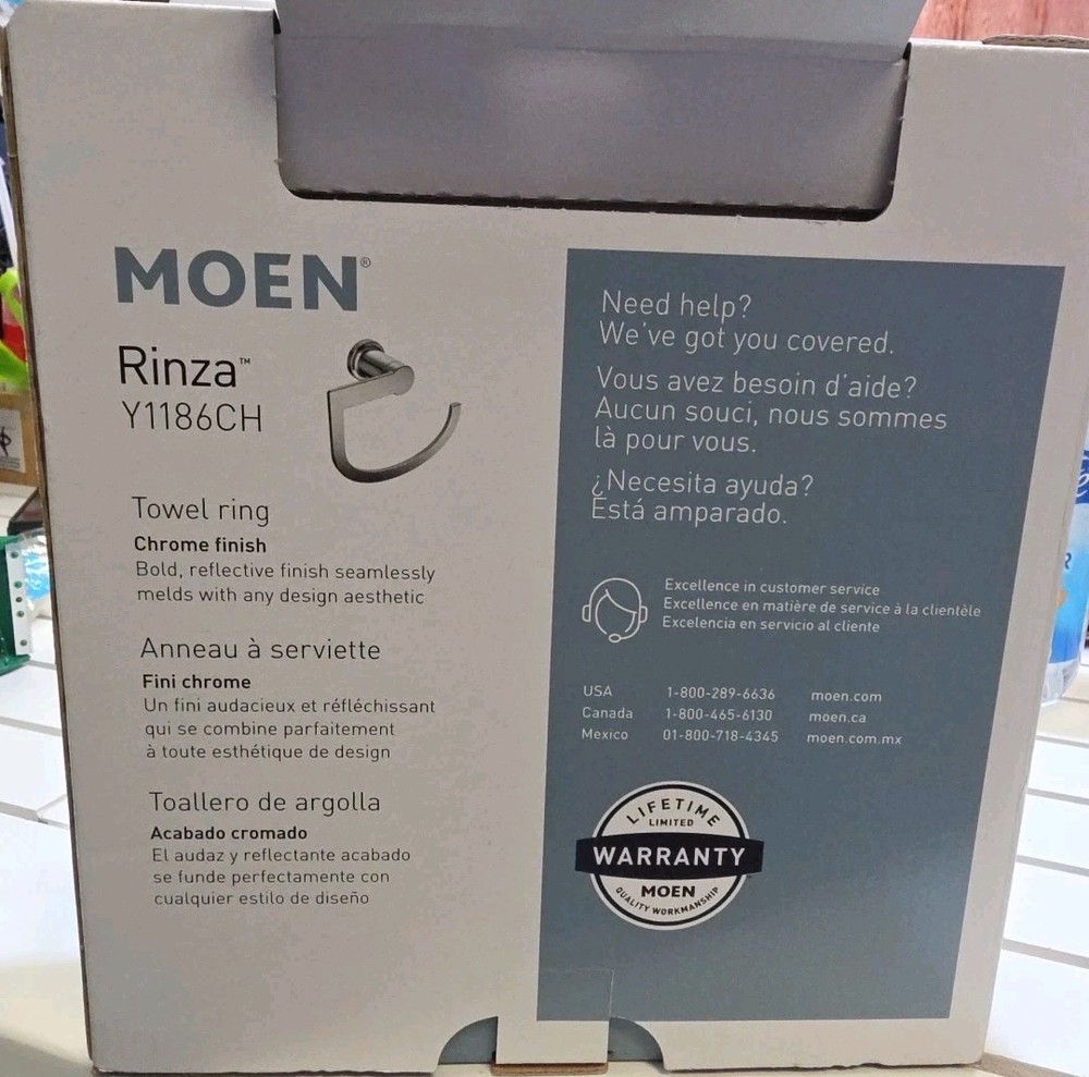 Moen Rinza Chrome Wall Mount Towel Ring