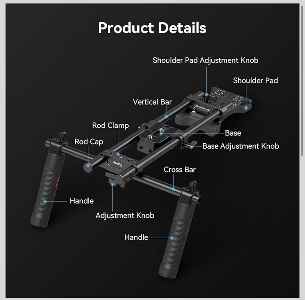 SMALLRIG Universal Basic Camera Shoulder Mount Kit for DSLR, Mirrorless 2896