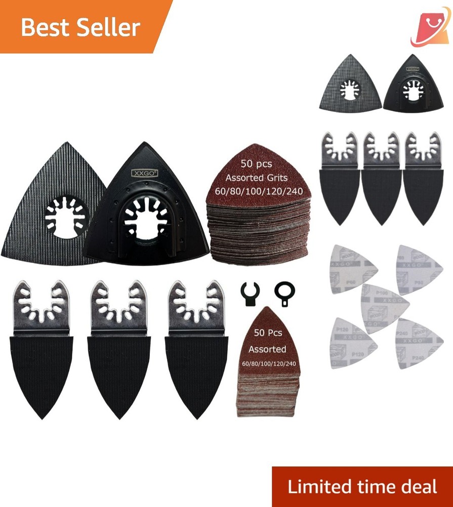 Oscillating Multi Tool Sanding Kit 105 Pcs Triangular Finger Sanding Pads for...