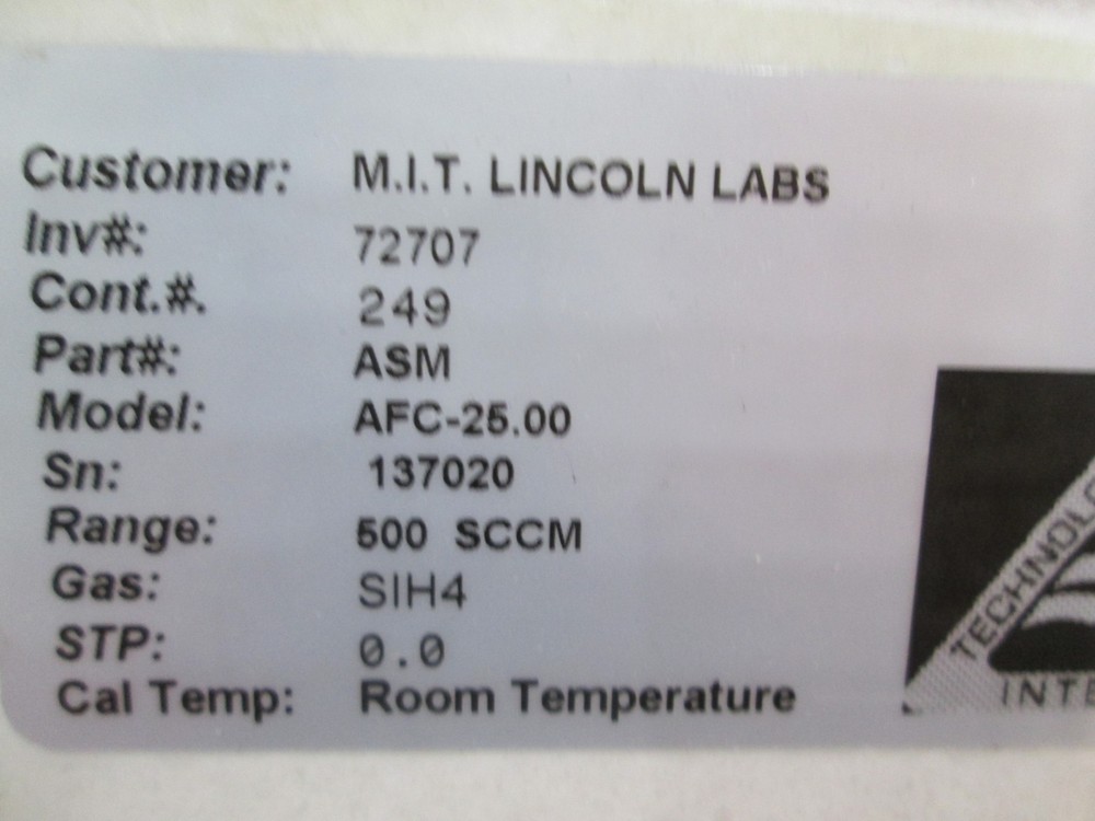 ASM, AFC-25, Mass Flow Controller, 500 SCCM, SIH4, New