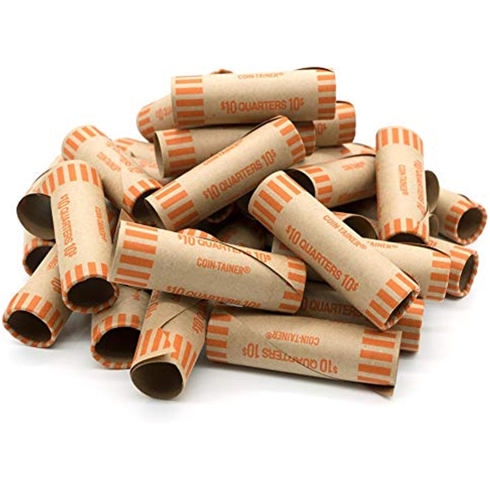 36 Rolls Of Preformed Coin Wrappers Tubes "Quarters"