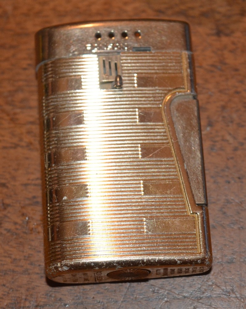 VTG RONSON Lighters (5) Gold Black Monogrammed EMPTY