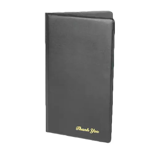 Thunder Group 5-3/4" x 9-1/2" Double Panel Black Check Presentation Holder