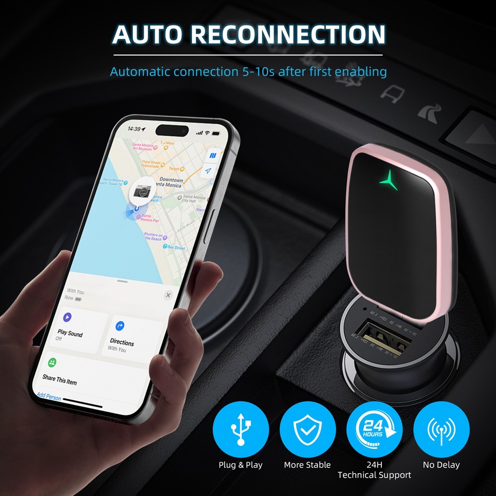 2-in-1 CarPlay&Android Auto Adapter - Wired/ Wireless, Plug&Play Compatibility