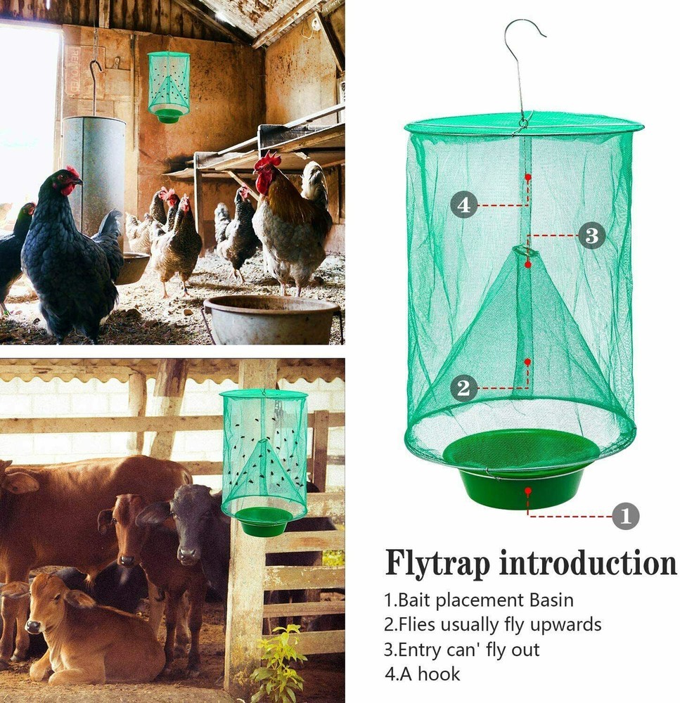 2 Pack The Ranch Fly Trapper Reusable Pest Bug Fly Catcher Killer Cage Net Trap