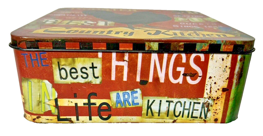 Roosters -Best County Kitchen - Kitchen Decor - 8" Square Tin Container
