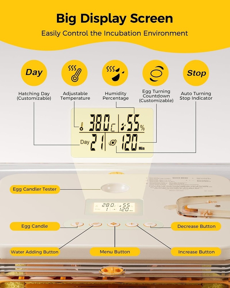 New Automatic Egg Incubators 56 Egg Turning Egg Hatching Temp & Humidity Control