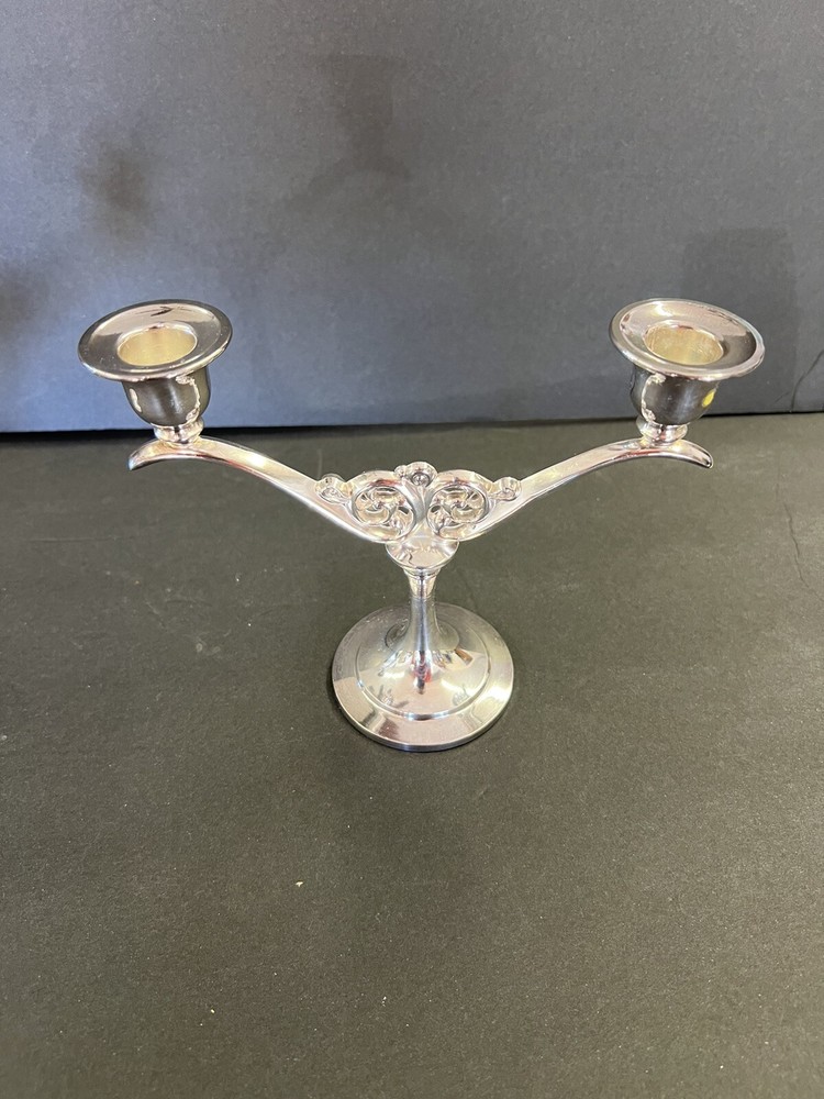 Vintage Hollowware by Oneida Silverplated Double Candlestick Holder (Set)