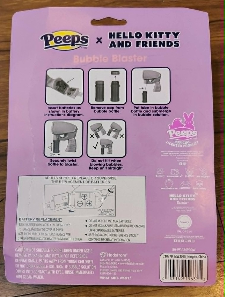 Peeps X Hello Kitty Bubble Blaster- Including Bubbles New
