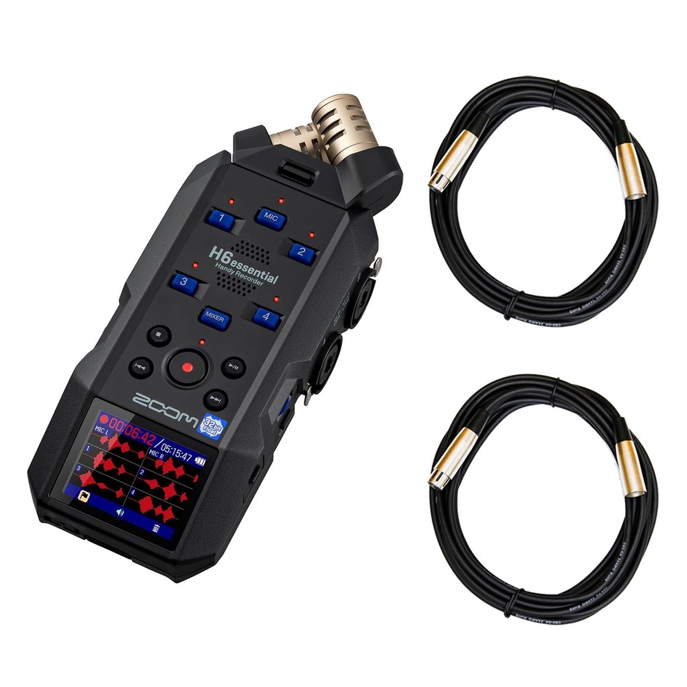 Zoom H6essential Digital Recorder Bundle with Two XLR Cables H-6 Essential