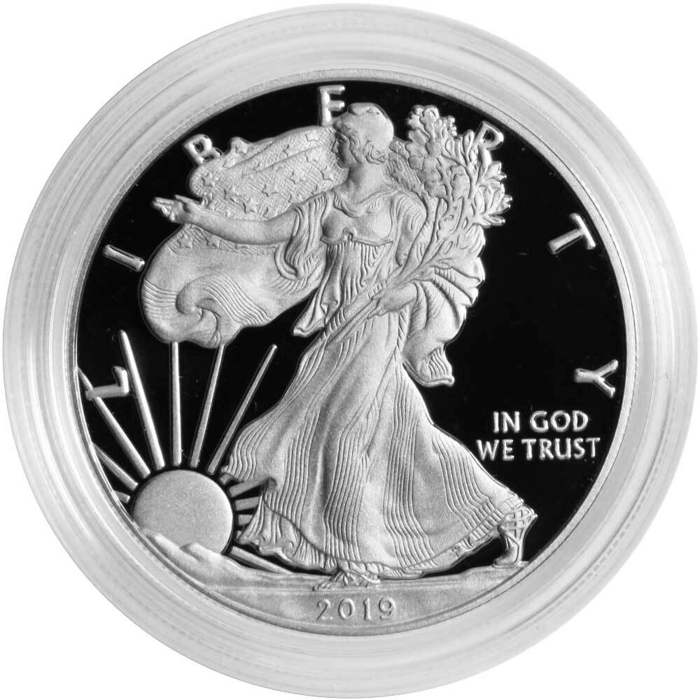 2019-W Proof $1 American Silver Eagle Box, OGP & COA