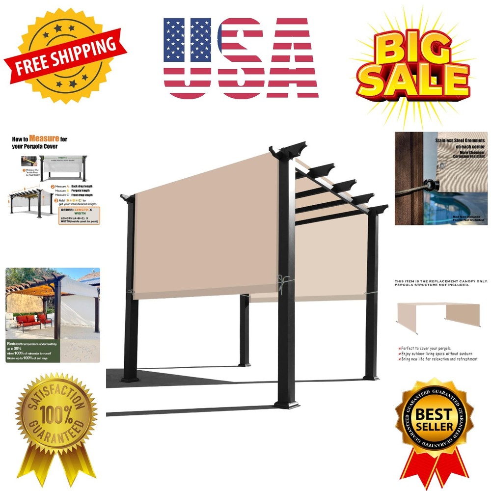 Waterproof Pergola Covers - Pergola Replacement Canopy - Universal Replacemen...