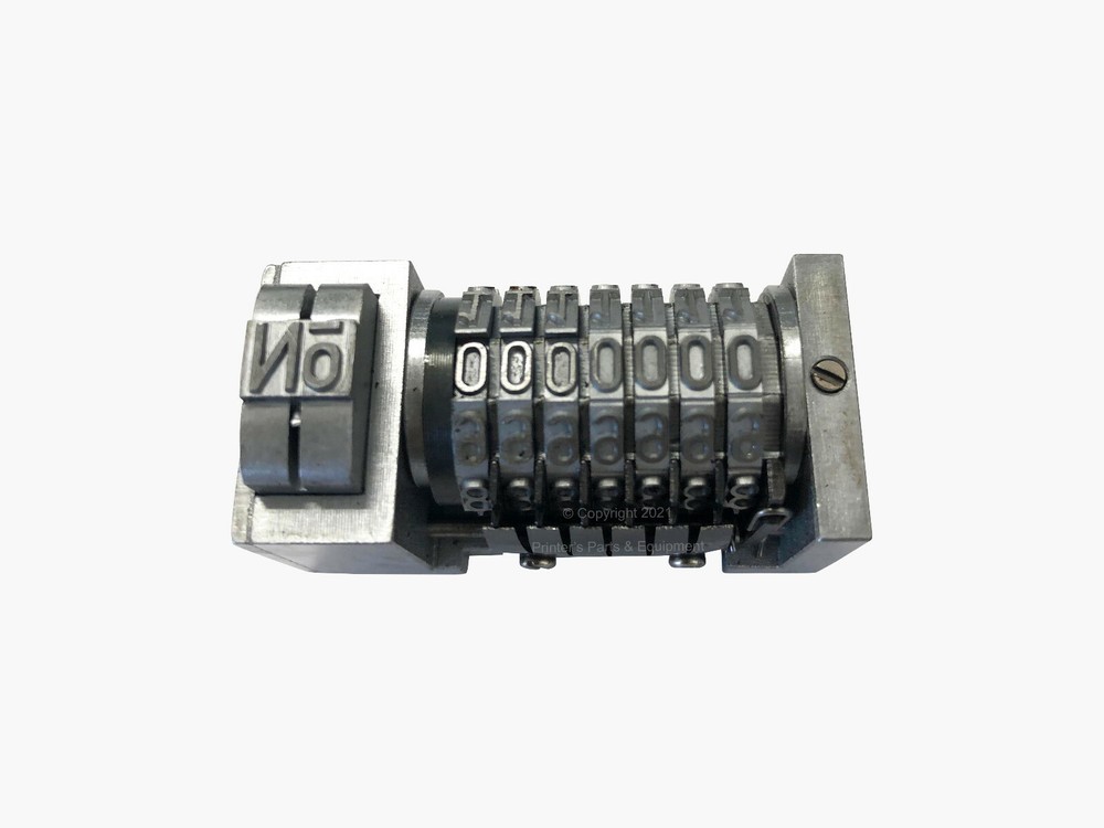 Numbering Machine 5/32 7 Digits Forward Gothic 3 Drop Zeros Letterpress Windmill