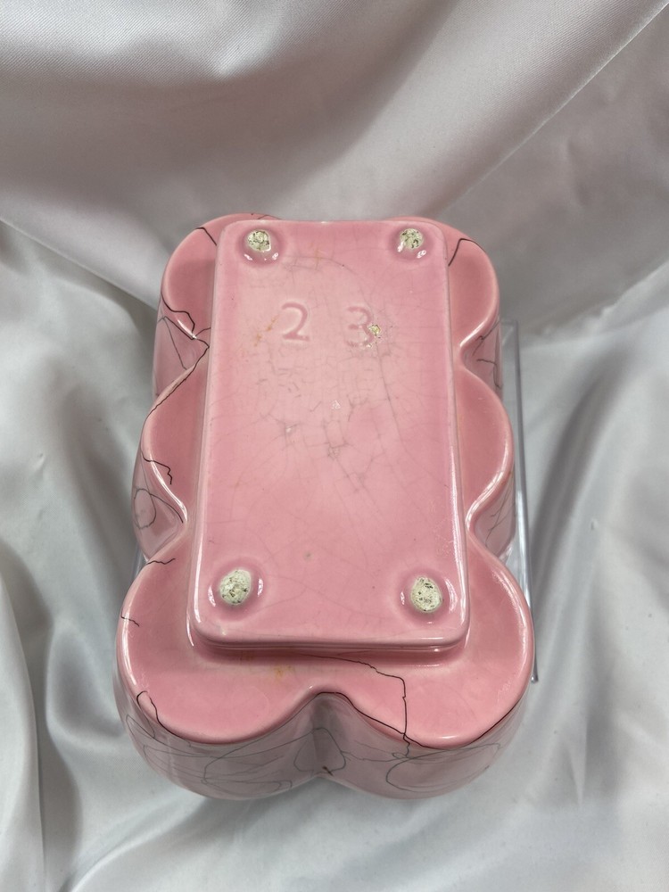 VINTAGE Pink And Black Pottery Planter