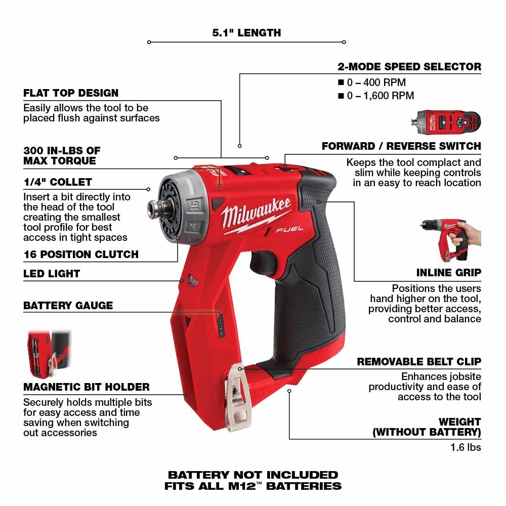 Milwaukee 2505-20 M12 FUEL Installation Drill/Driver (Tool-Only)