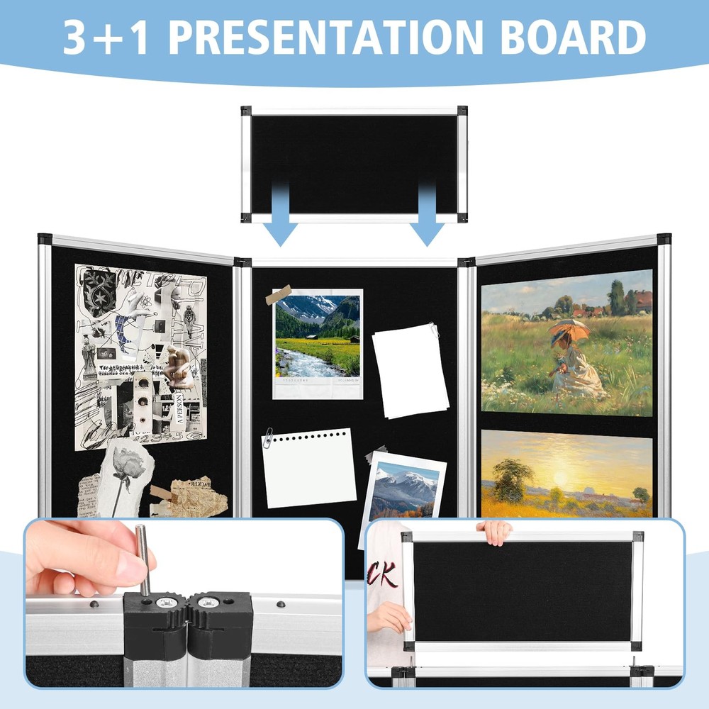 3+1Panel Header TradeShow Display Presentation TabletopDesktop Large Metal Frame