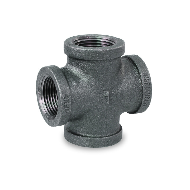 1/8"-6"in Black Malleable Cross 4-way Tee Fitting Pipe Npt Threaded Connection