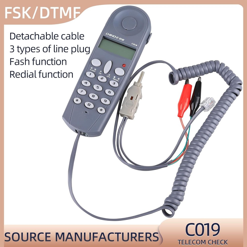 C019 Telephone Phone Line Network Cable Tester Butt Test Lineman Grey