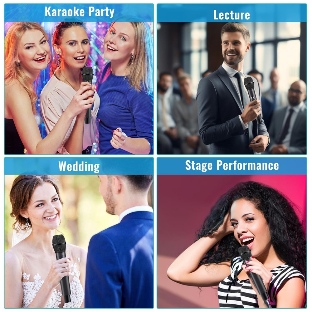 Microphone for Singing Wireless Microphone System Dual Professional Cordless ...