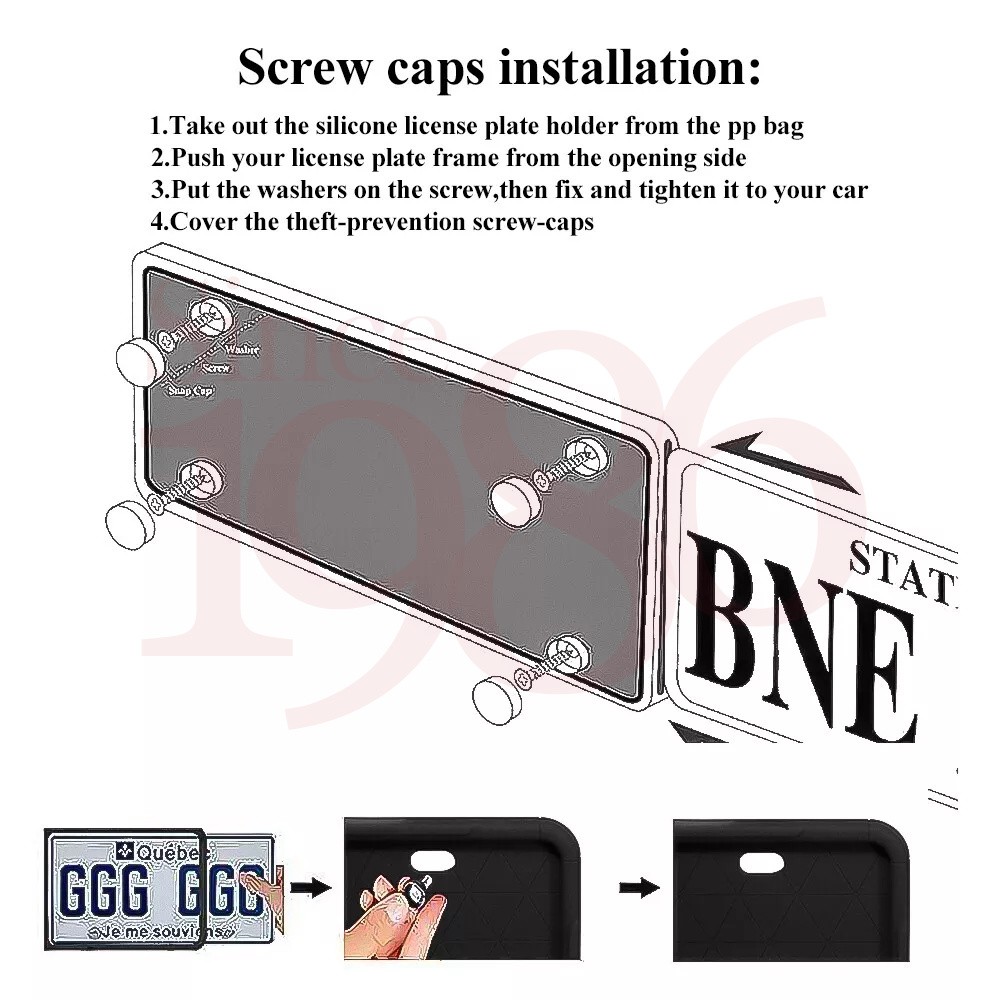 2pcs Front & Rear Silicone Car License Plate Frame Covers Plate Bracket Holders