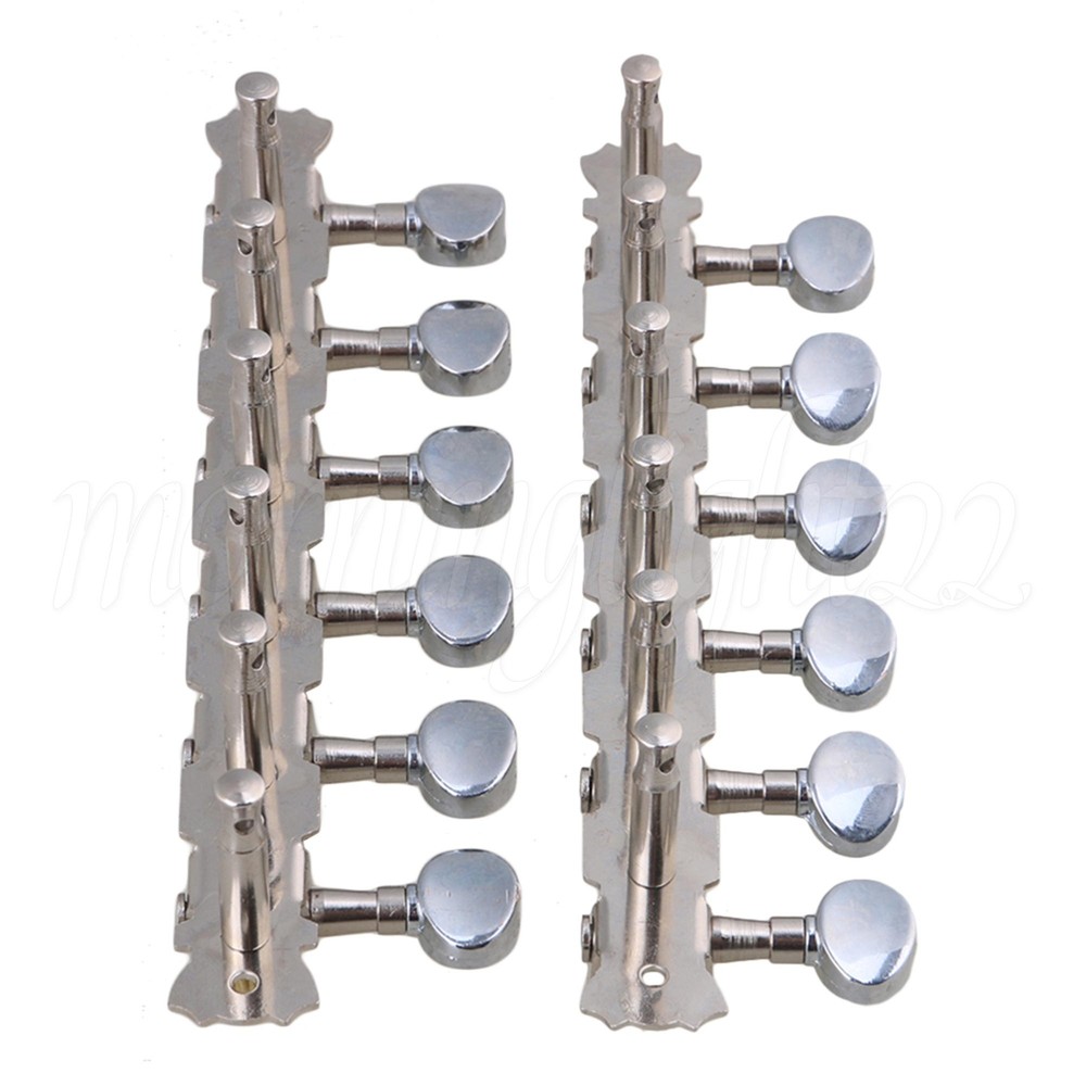 Chrome Metal  12-String Guitar String Tuning Pegs 1L1R
