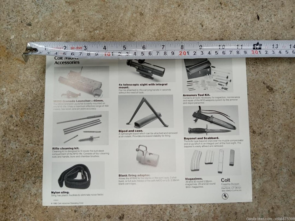 Colt M16A2 Accessories Specifications