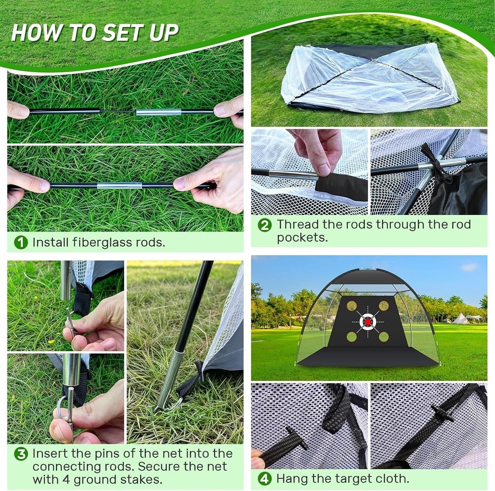 Zensouds Golf Training Net - Easy Setup 10x7FT with Impact-Resistant Features