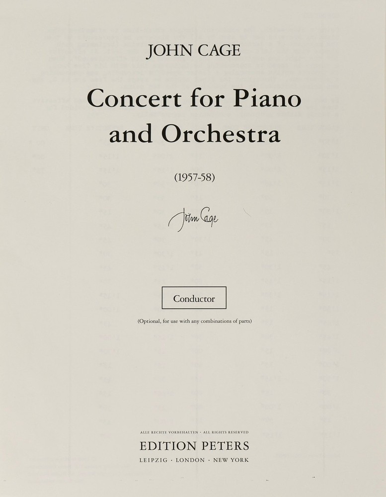 Cage, John. COMPOSER - Signed Publishing Instructions