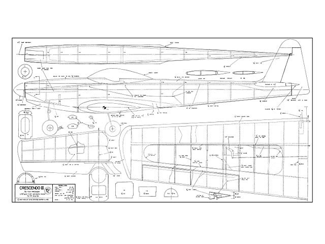 Crescendo III Pattern 66" Wingspan RC Model Airplane Printed Plans & Templates